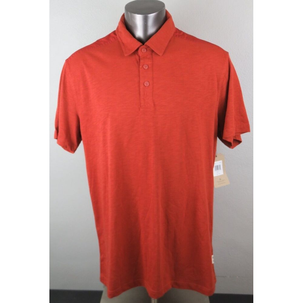 Mens Frye & Co Short Sleeve Polo Shirt Size 2XLT Cotton Blend Orange‎ Sunset New